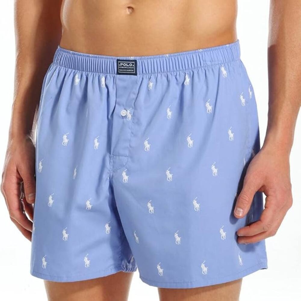 Polo Ralph Lauren Boxer Shorts Size Small Blue Classic Woven Cotton Polo Pony
